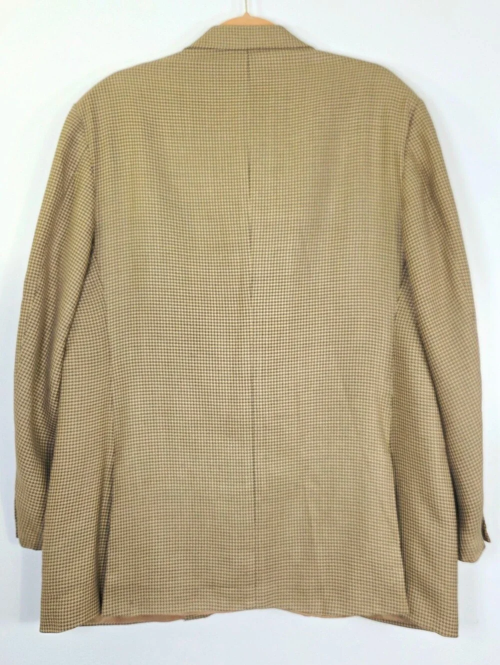 VINTAGE POLO BY RALPH LAUREN SILK AND VIRGIN WOOL HOUNDSTOOTH BLAZER.